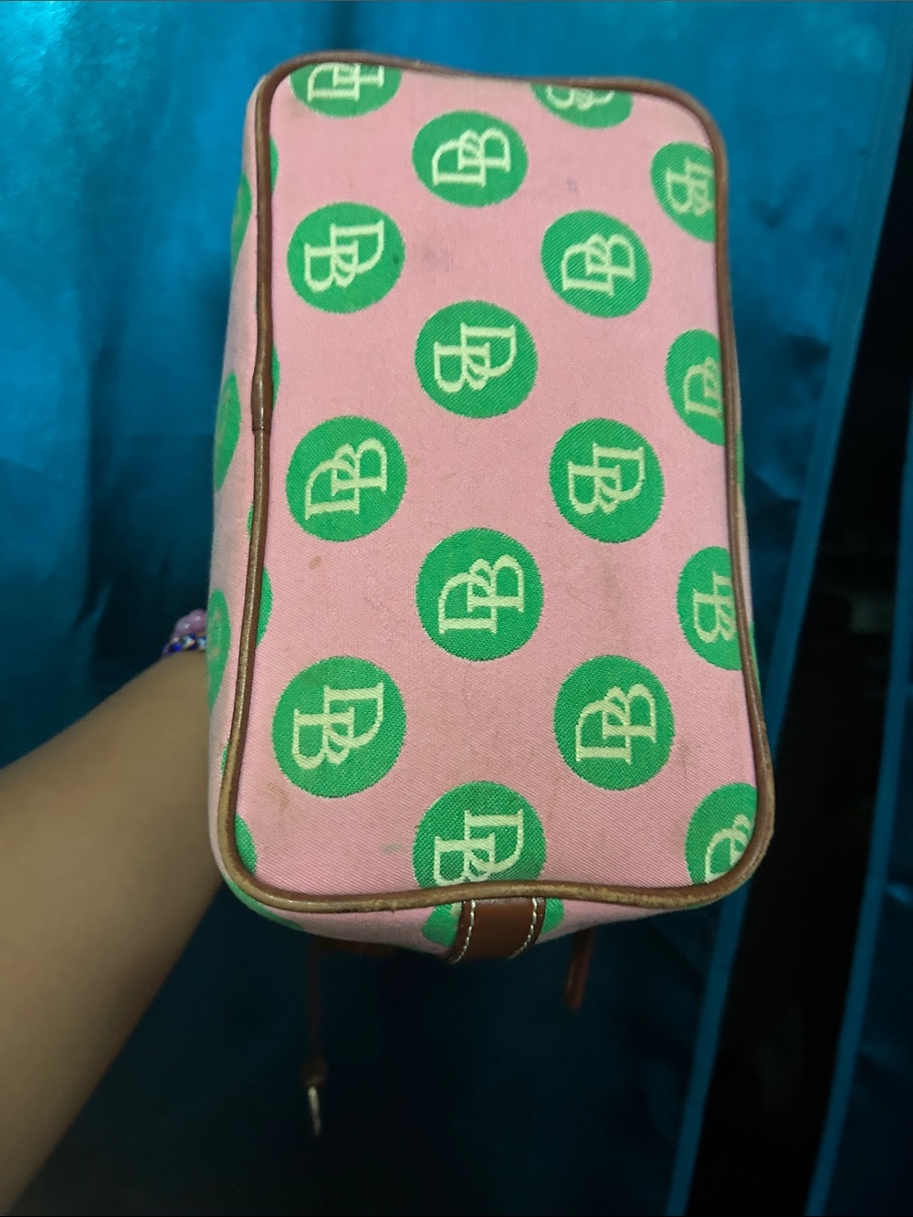 Dooney & Bourke Pink and Green Shoulder Bag with Brown - Picture 4 of 8